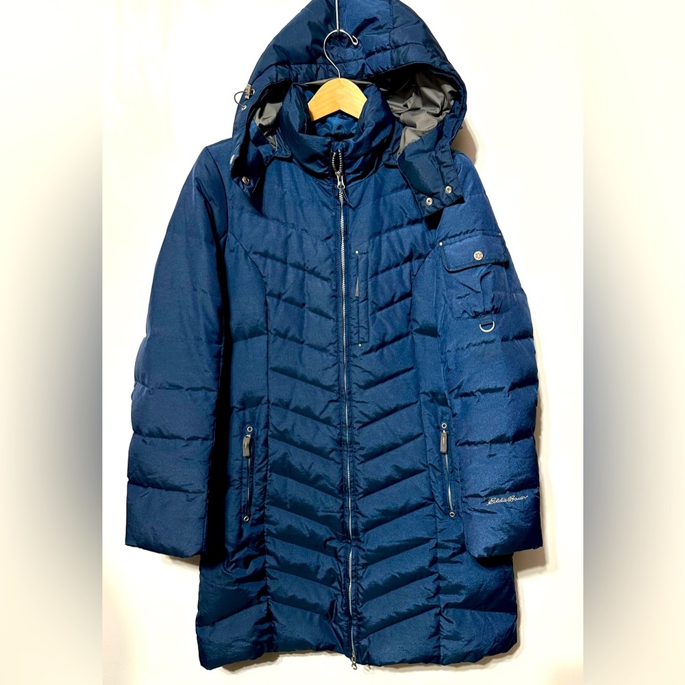 Eddie Bauer Women Sun Valley Winter Down Parka Long Puffer Coat Blue Size Large